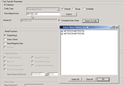 The task parameters dialog.
